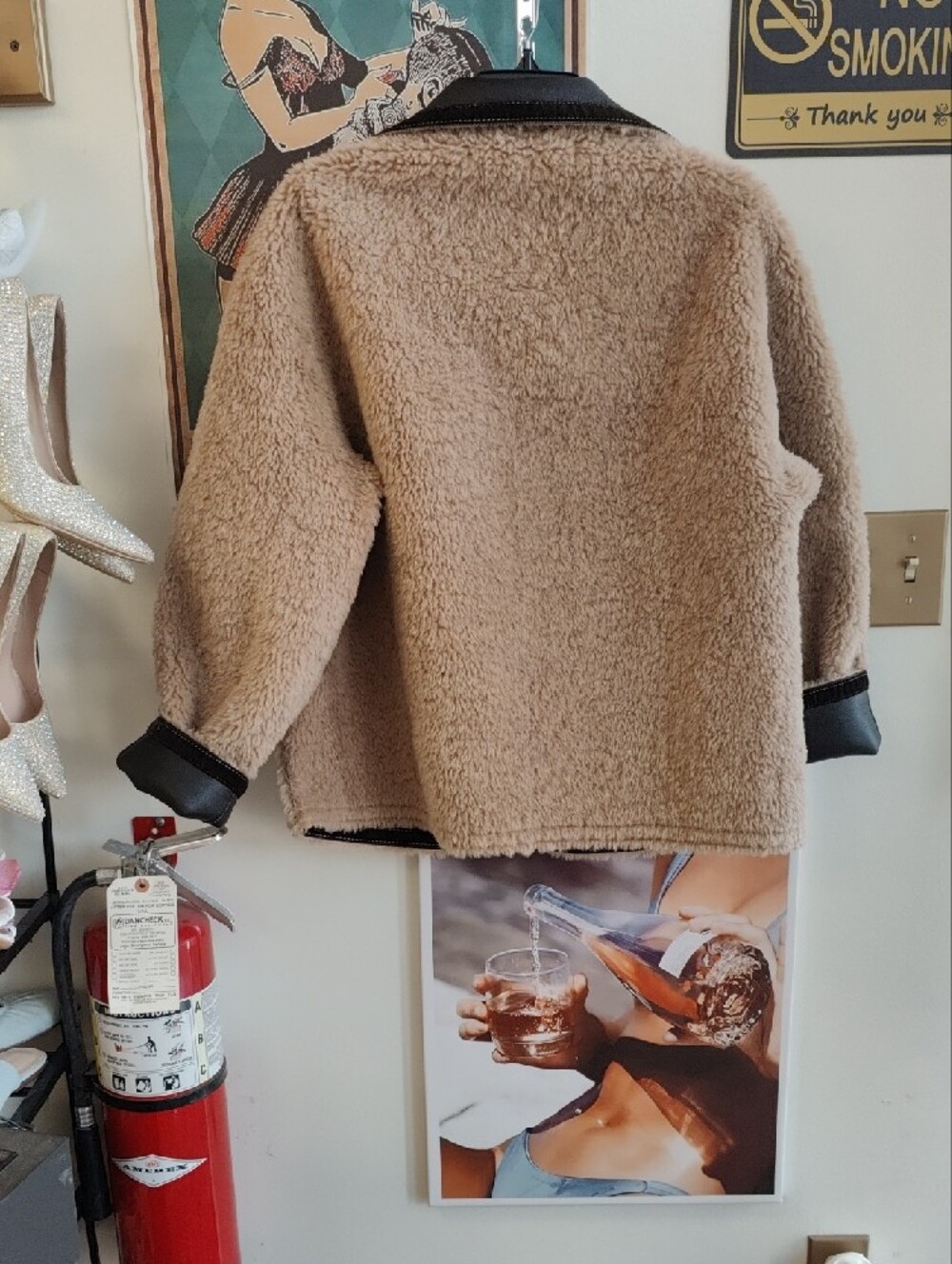 Zara Women Tan Faux Sherpa Puffer Jacket - Picture 6 of 6
